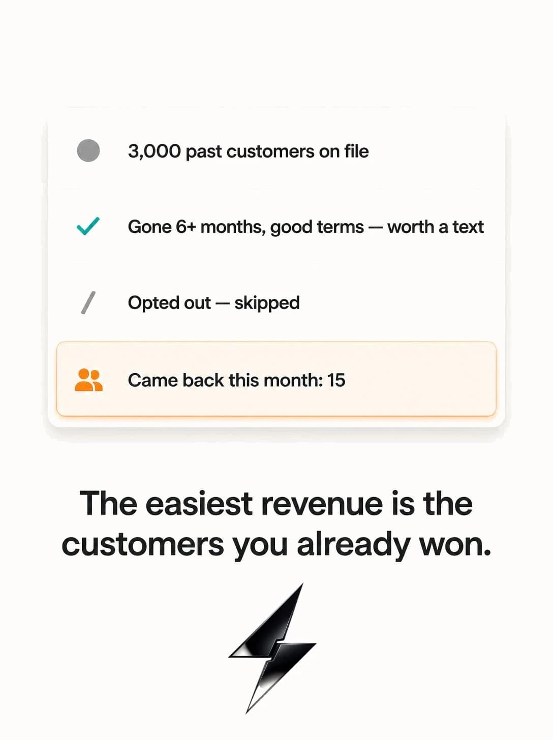 Past-customer win-back — what it looks like running